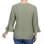 3/4 Bell Sleeve Textured Knit Top - Petite - DressbarnShirts & Blouses