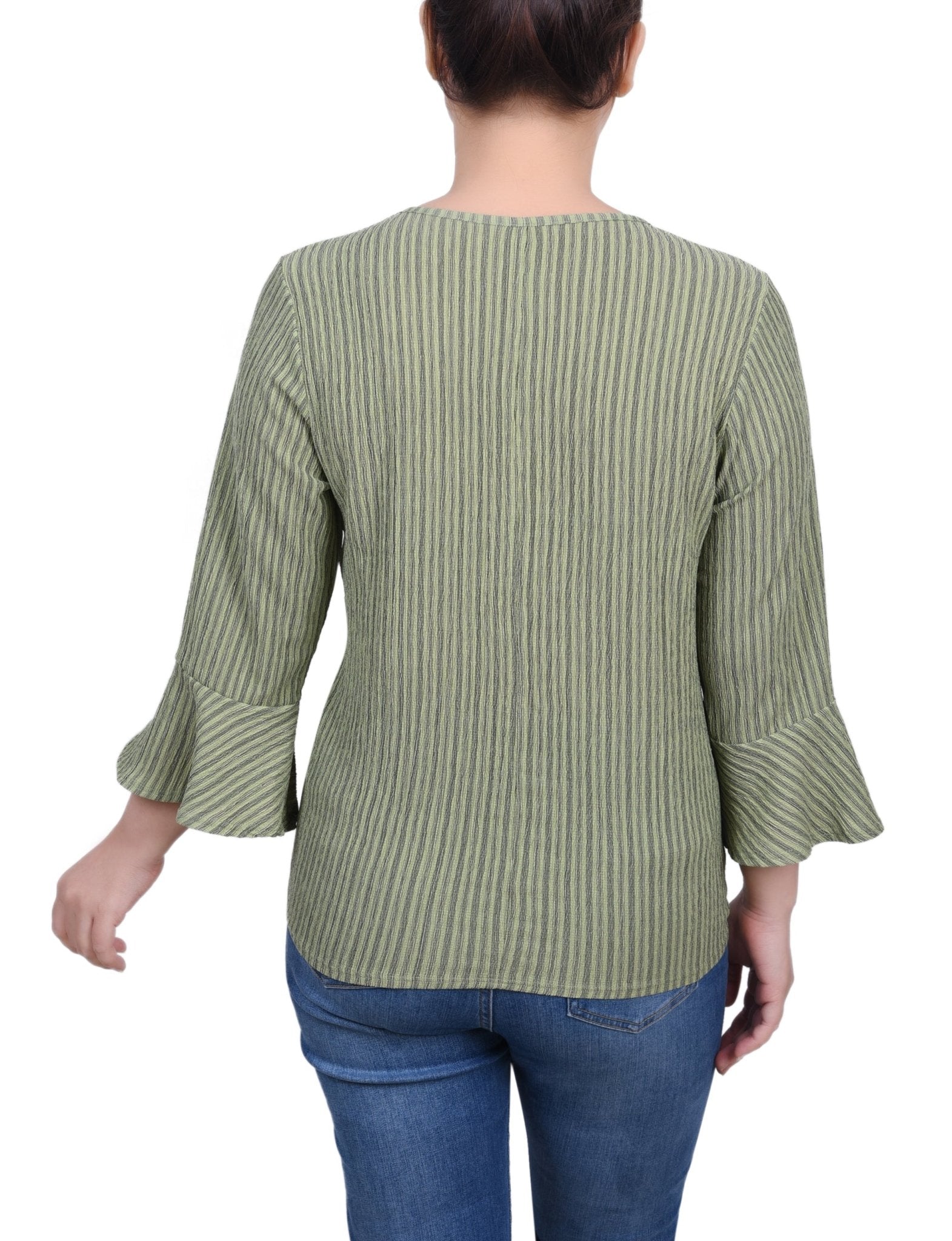 3/4 Bell Sleeve Textured Knit Top - Petite - DressbarnShirts & Blouses