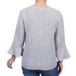 3/4 Bell Sleeve Textured Knit Top - Petite - DressbarnShirts & Blouses