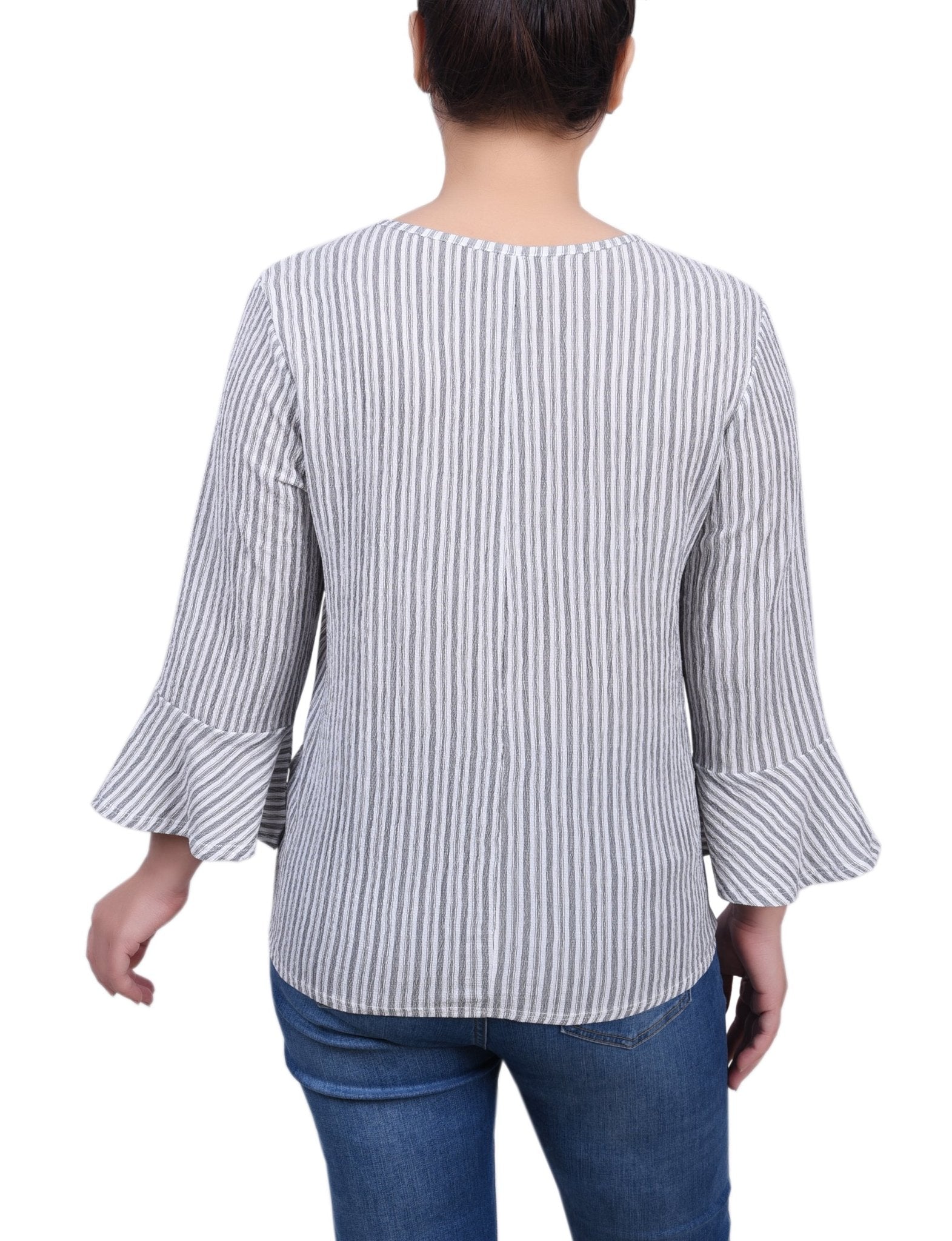 3/4 Bell Sleeve Textured Knit Top - Petite - DressbarnShirts & Blouses