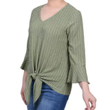 3/4 Bell Sleeve Textured Knit Top - Petite - DressbarnShirts & Blouses