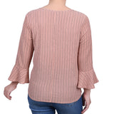 3/4 Bell Sleeve Textured Knit Top - Petite - DressbarnShirts & Blouses