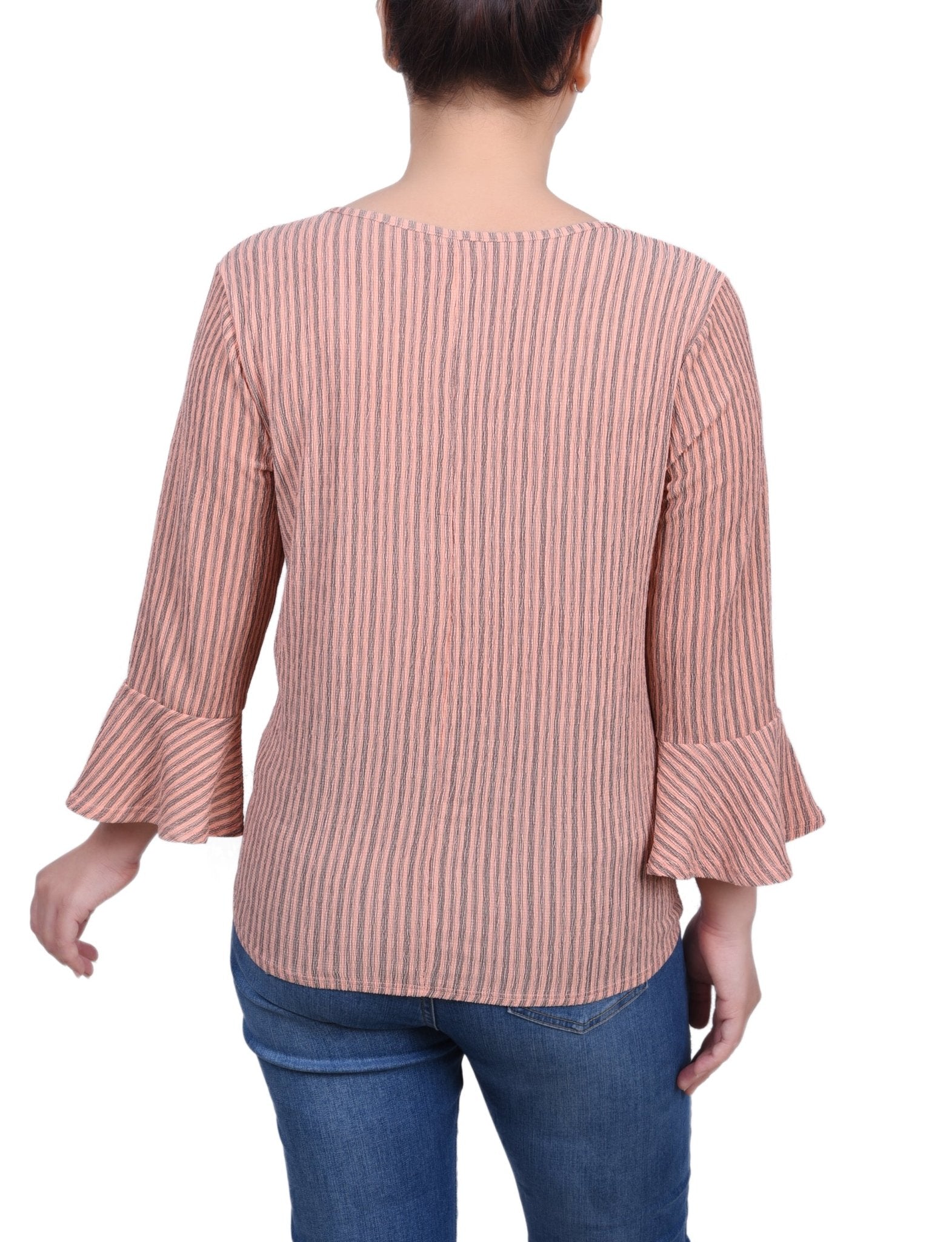 3/4 Bell Sleeve Textured Knit Top - Petite - DressbarnShirts & Blouses