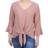 3/4 Bell Sleeve Textured Knit Top - Petite - DressbarnShirts & Blouses