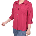 3/4 Roll Tab Blouse With Pockets - Petite - DressbarnShirts & Blouses