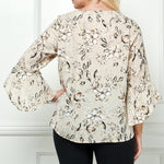 3/4 Ruffle Sleeve V Neck Blouse - Plus - DressbarnShirts & Blouses