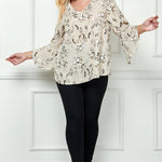 3/4 Ruffle Sleeve V Neck Blouse - Plus - DressbarnShirts & Blouses