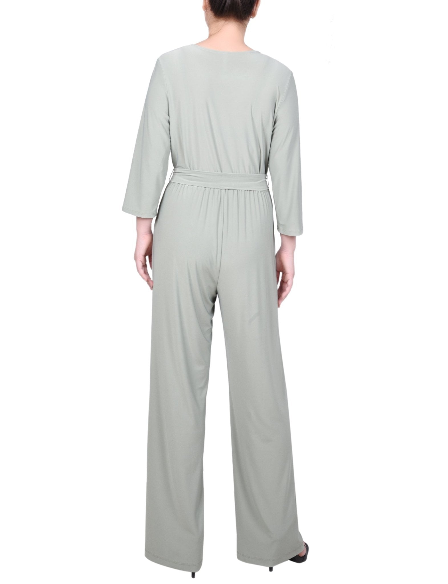 3/4 Sleeve Belted Jumpsuit - Petite - DressbarnJumpsuits & Rompers