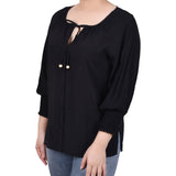 3/4 Sleeve Button Front Blouse - Petite - DressbarnShirts & Blouses