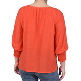 3/4 Sleeve Button Front Blouse - Petite - DressbarnShirts & Blouses