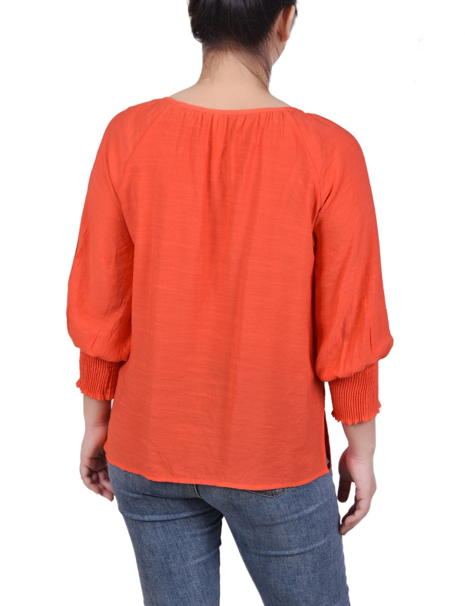 3/4 Sleeve Button Front Blouse - Petite - DressbarnShirts & Blouses