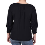 3/4 Sleeve Button Front Blouse - Petite - DressbarnShirts & Blouses