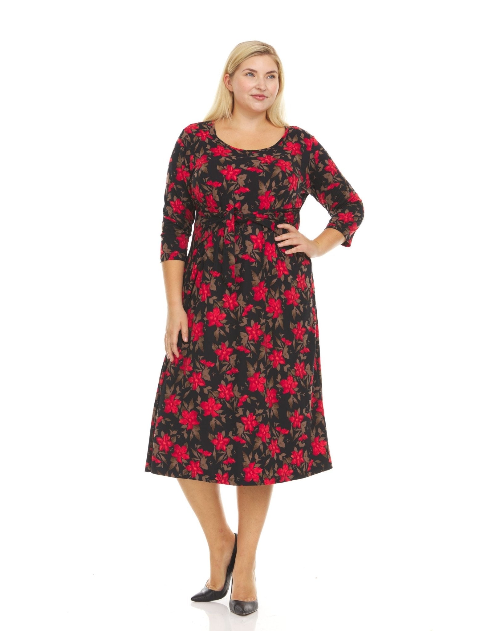 Ruby Rd. Womens Plus-Size Floral Print Dress Rose Multi Size 3X