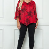 3/4 Sleeve Hanky Hem V - Neck Blouse - Plus - DressbarnBlouses