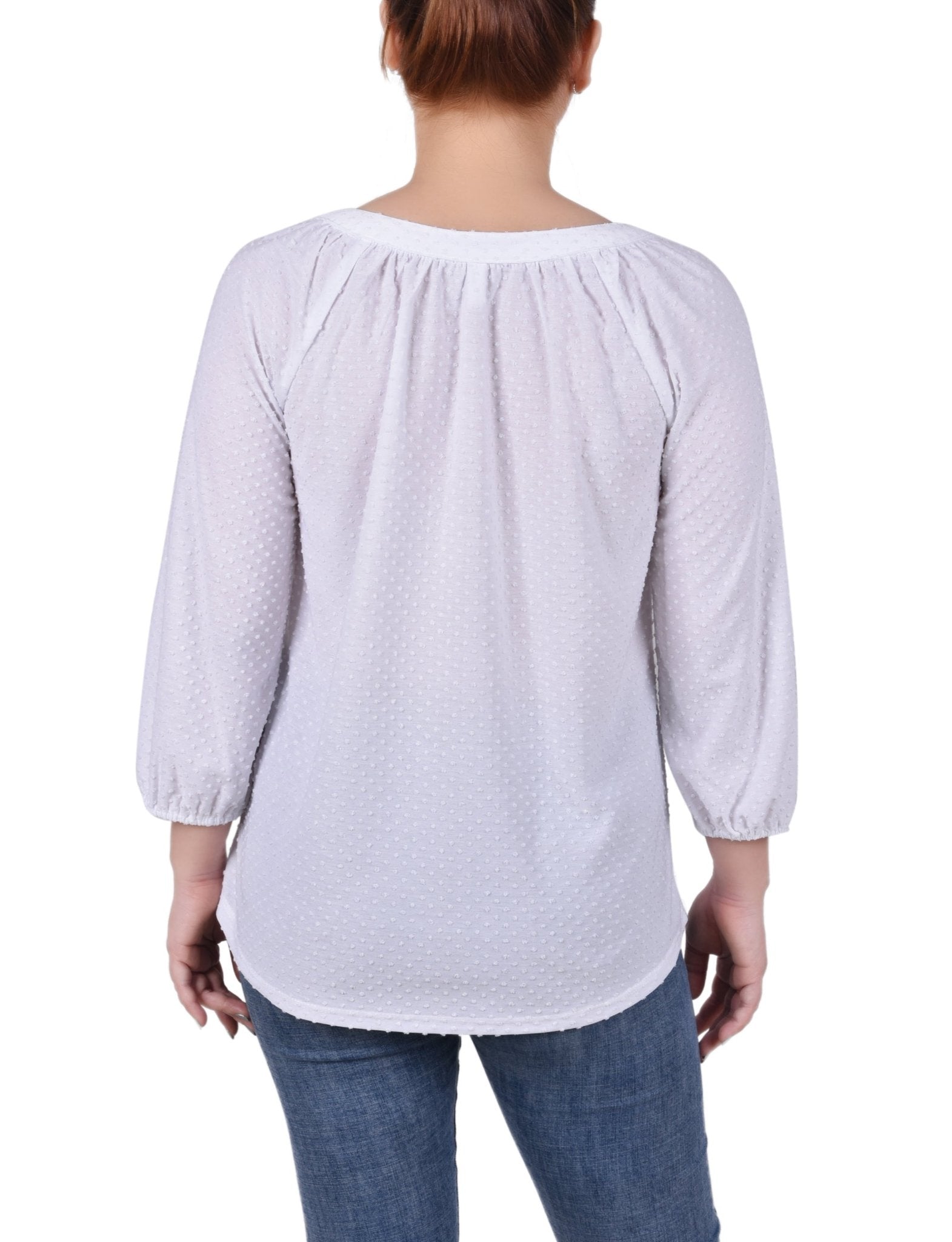 3/4 Sleeve Swiss Dot Top - Petite - DressbarnShirts & Blouses