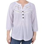 3/4 Sleeve Swiss Dot Top - Petite - DressbarnShirts & Blouses