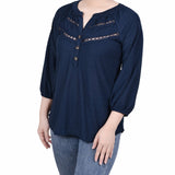 3/4 Sleeve Swiss Dot Top - Petite - DressbarnShirts & Blouses