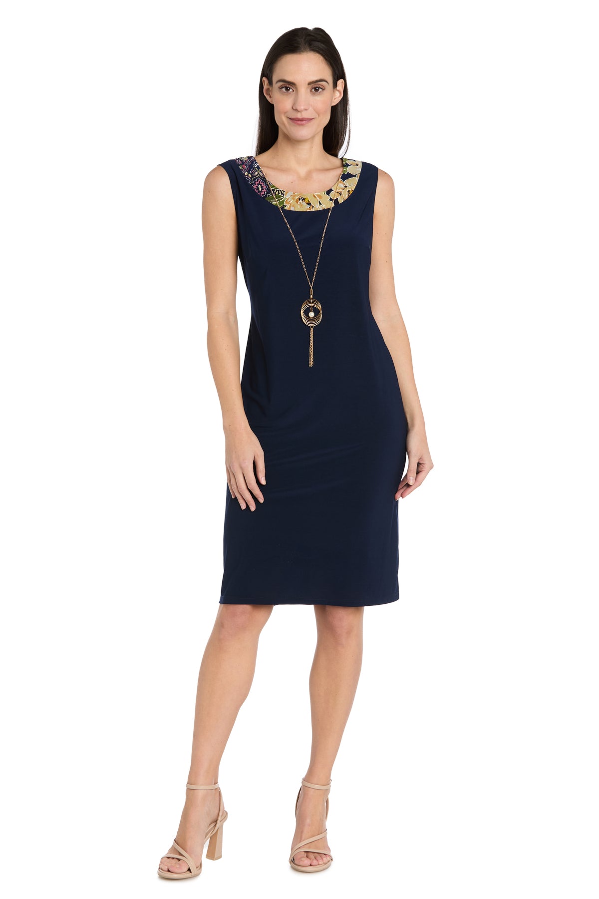 navy blue dress gold necklace Work Sophistication :: Navy DVF & Pegasus Necklace