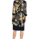 2-Piece Jacket Dress with Detachable Necklace, Navy/Yellow