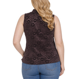 NY Collection Plus Size Sleeveless Velvet Mock Neck