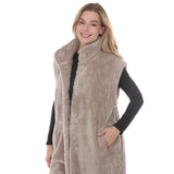 Women's Long Plush Button-Front Vest