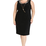 2Pc Jacket Dress with Detachable Necklace  - Plus
