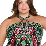 Printed Maxi Halter Dress, Plus