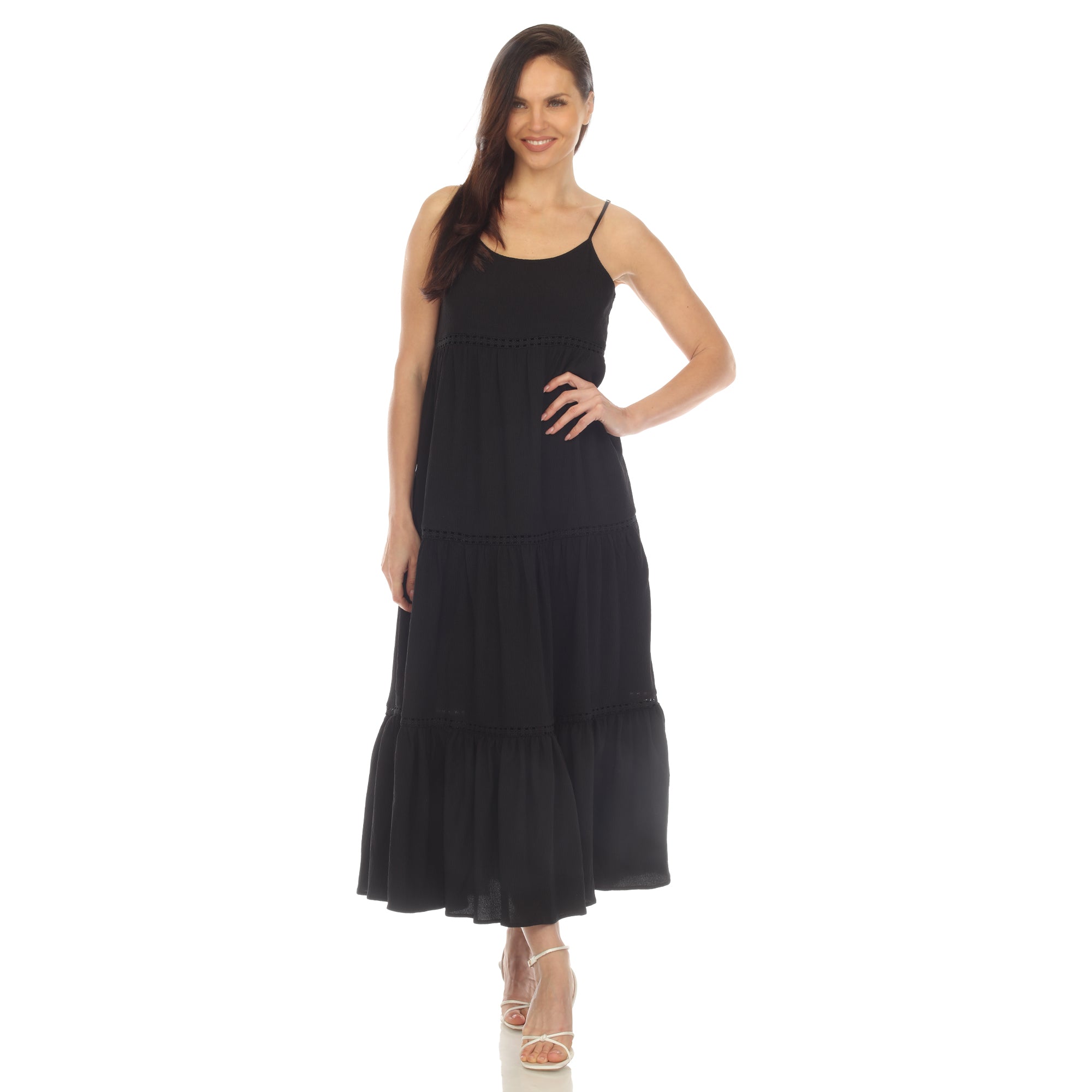Women's Scoop Neck Tiered Maxi Dress - Plus