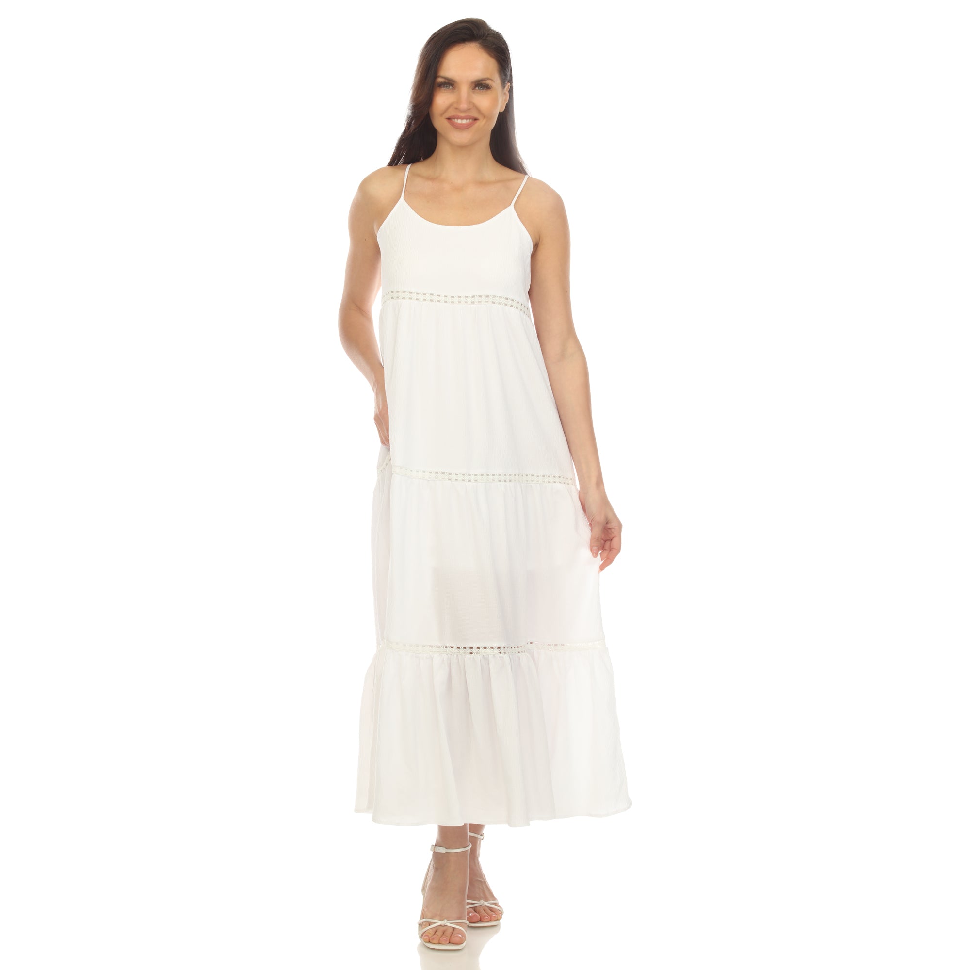 Women's Scoop Neck Tiered Maxi Dress - Plus