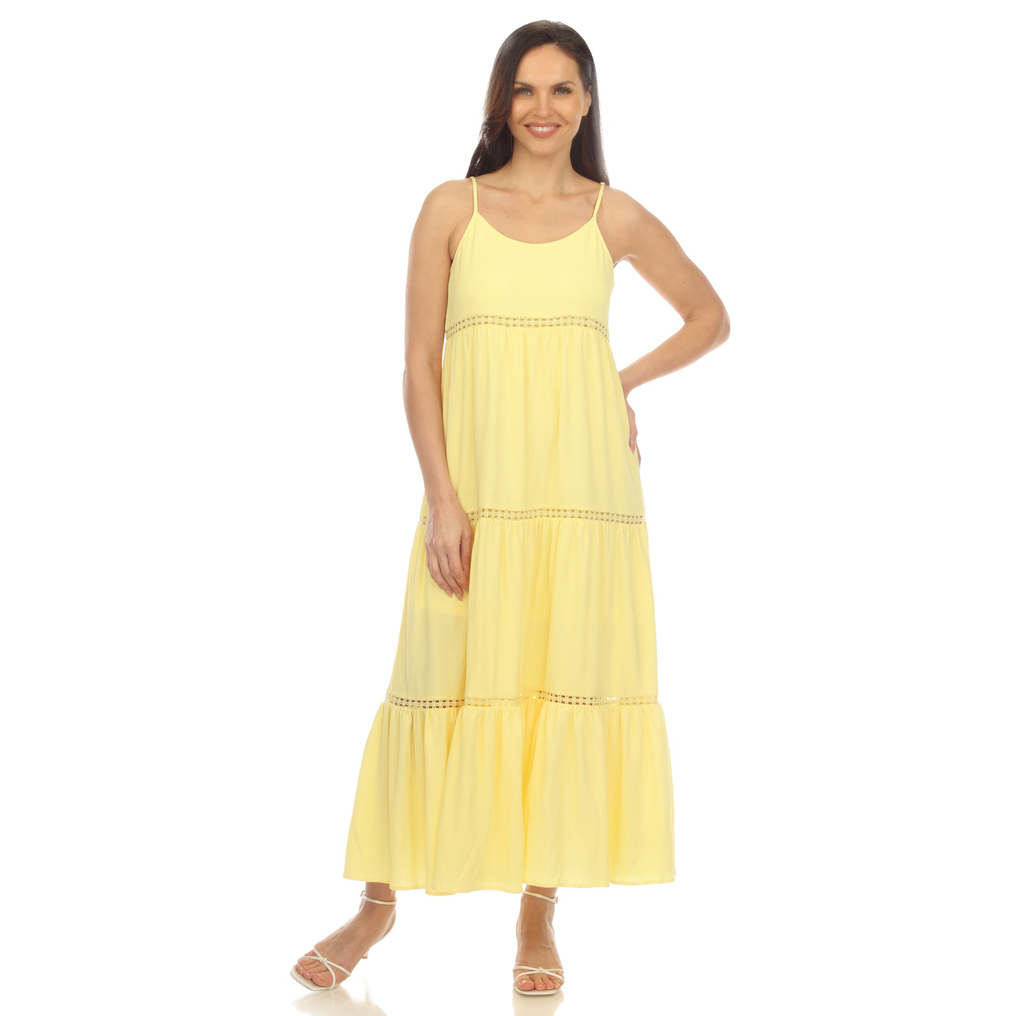 Women's Scoop Neck Tiered Maxi Dress - Plus