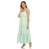 Women's Scoop Neck Tiered Maxi Dress - Plus