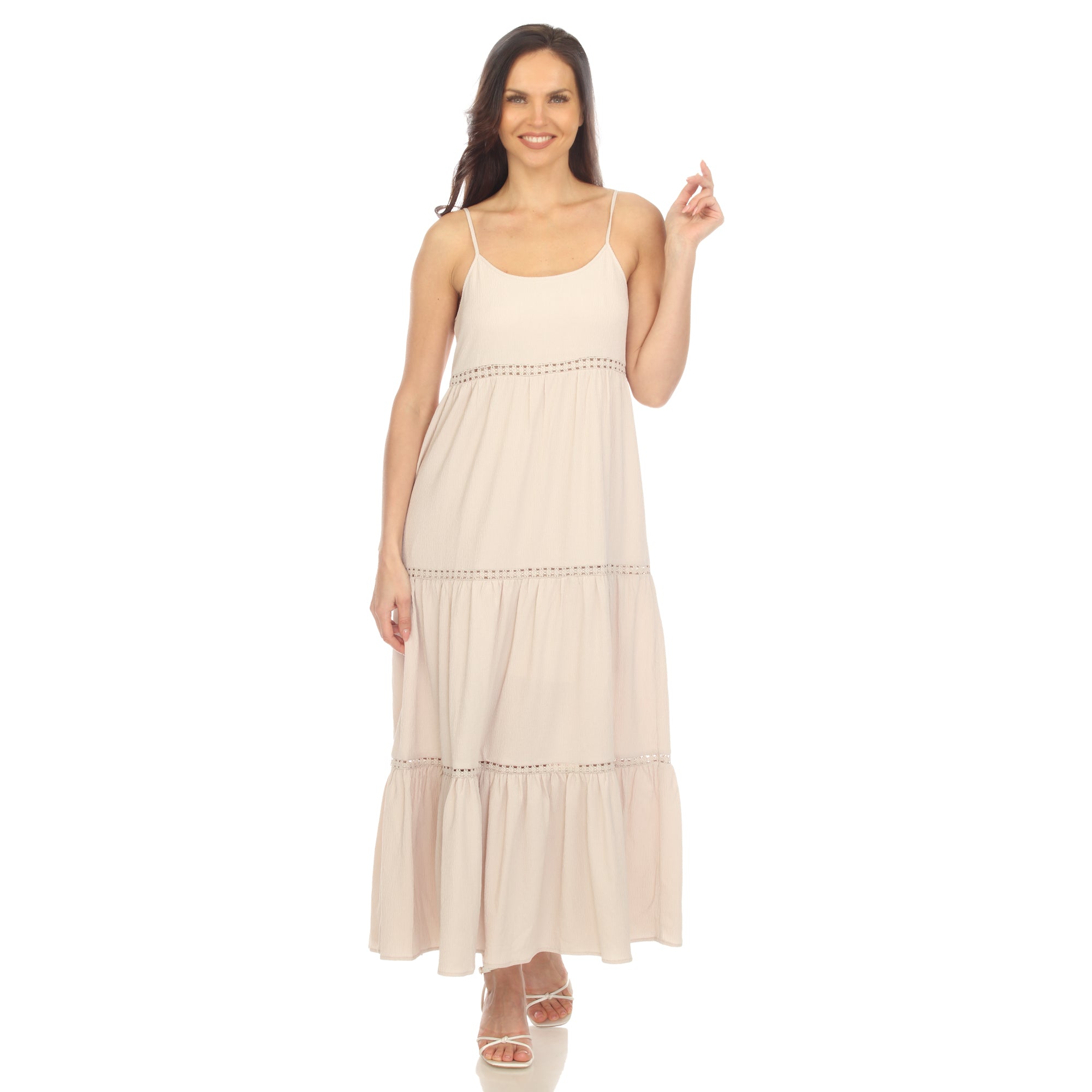 Women's Scoop Neck Tiered Maxi Dress - Plus