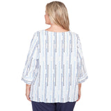 Alfred Dunner Spliced Jacquard Stripe Top - Plus