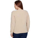 Alfred Dunner Cable Pullover Chenille Sweater - Latte - Petite
