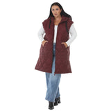 Plus Size Hooded Quilted Longline Puffer Vest
