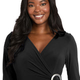Midi Jersey Faux Wrap with 3/4 Sleeves - Petite