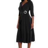 Midi Jersey Faux Wrap with 3/4 Sleeves - Petite