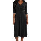 Midi Jersey Faux Wrap with 3/4 Sleeves - Petite