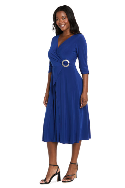 Midi Jersey Faux Wrap with 3/4 Sleeves - Indigo – Dressbarn