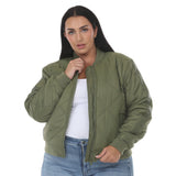 Plus Size Quilted Zip-Front Bomber Jacket