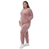 Plus Size Velour Zip-Front Jacket & Jogger Pants Set