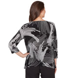 Alfred Dunner Geometric Sharkbite Hem Top with Necklace