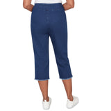 Alfred Dunner Super Stretch Denim Fringe Capri Pant- Petite