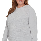 Alfred Dunner Cable Pullover Chenille Sweater - Grey - Plus