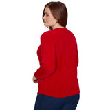 Alfred Dunner Cable Pullover Chenille Sweater - Red - Petite