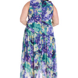 Printed Surplice with Hi Lo Hem  - Blue Multi - Plus