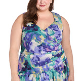 Printed Surplice with Hi Lo Hem  - Blue Multi - Plus