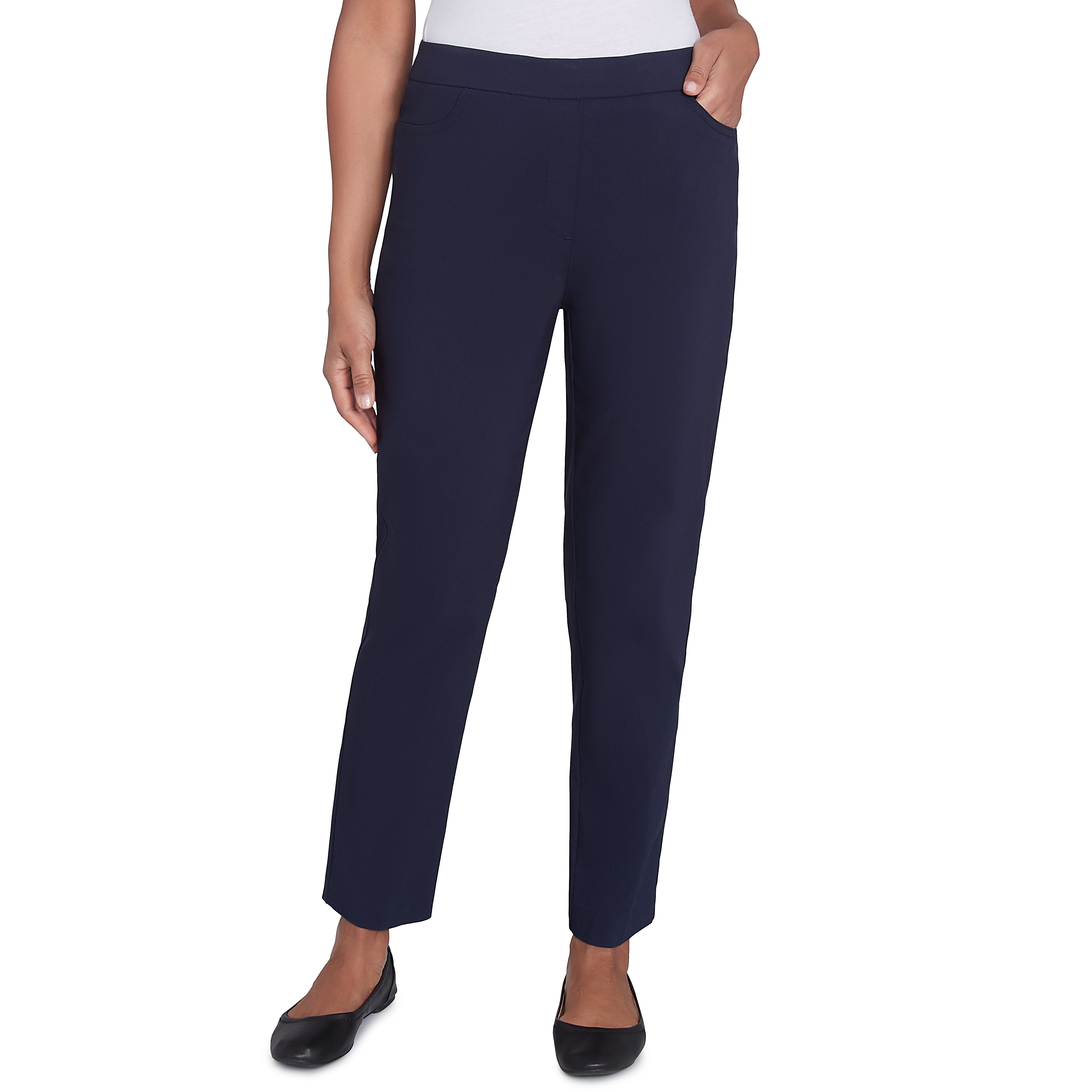 Alfred Dunner Classic Allure Fit Proportioned Pant with Elastic Comfort Waistband Short Length