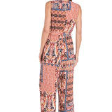 Printed Ikat Surplice Jumpsuit with Self Belt