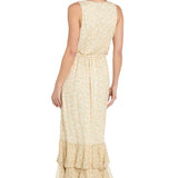 Printed Blouson Maxi Dress with Flounce Hem